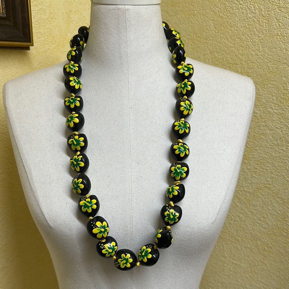 Floral Black and Yellow Necklace